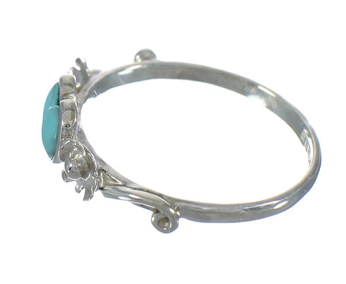 Authentic Sterling Silver Turquoise Heart Flower Ring Size 8-1/4 RX62390