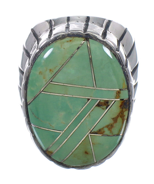 Turquoise Inlay Southwest Sterling Silver Ring Size 9 VX61358