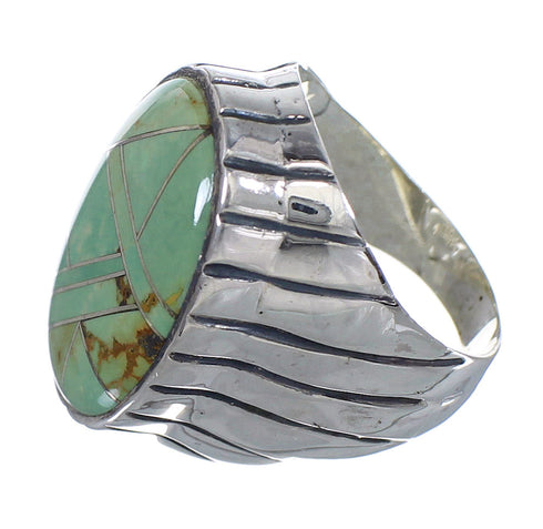 Turquoise Inlay Southwest Sterling Silver Ring Size 9 VX61358