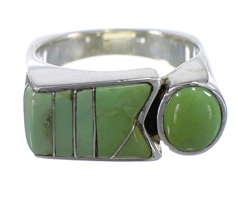 Southwest Genuine Sterling Silver Turquoise Inlay Jewelry Ring Size 7-1/2 VX61456