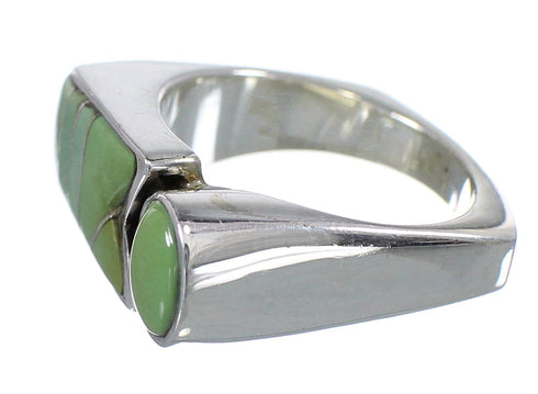 Southwest Genuine Sterling Silver Turquoise Inlay Jewelry Ring Size 7-1/2 VX61456