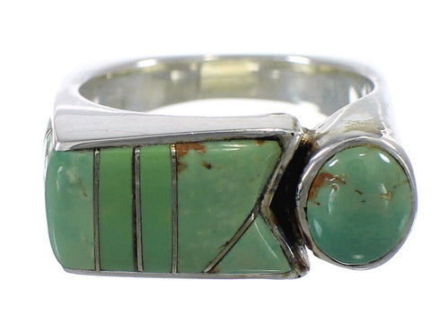Authentic Sterling Silver And Turquoise Inlay Southwest Jewelry Ring Size 7-3/4 VX61459