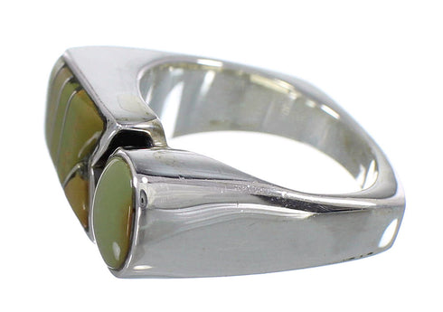 Silver Turquoise Inlay Southwest Ring Size 6-1/2 VX61480