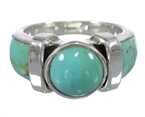 Turquoise And Authentic Sterling Silver Ring Size 8-1/4 VX61484