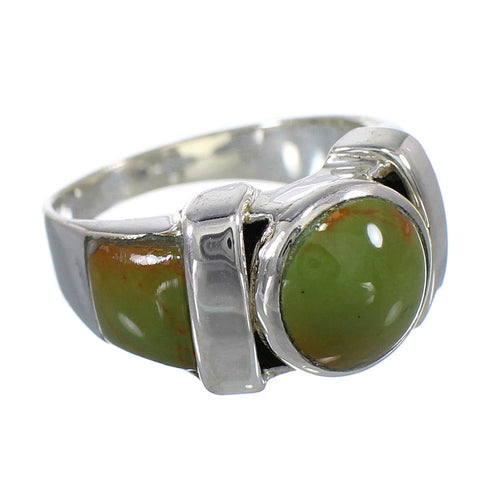 Sterling Silver And Turquoise Inlay Jewelry Ring Size 5-1/4 VX61502