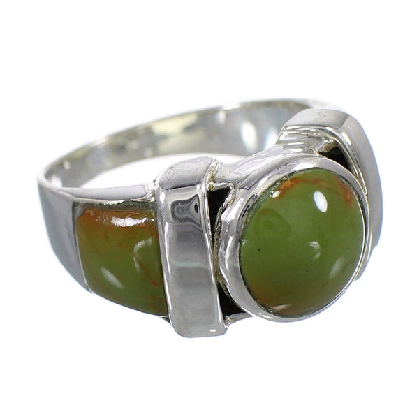 Sterling Silver And Turquoise Inlay Jewelry Ring Size 5-1/4 VX61502