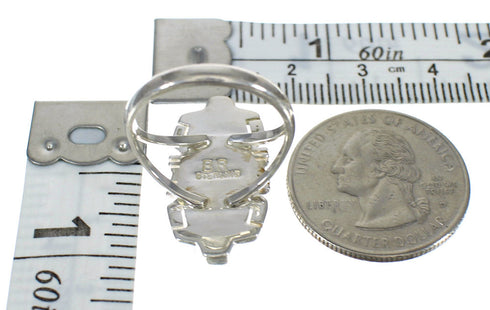 Southwest Silver Turquoise And Jet Ring Size 5-3/4 AX82351