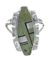 Southwestern Silver Jet And Turquoise Inlay Ring Size 8-1/2 AX82363