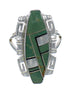 Southwestern Turquoise And Jet Sterling Silver Ring Size 8 AX82392