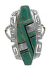 Southwest Turquoise And Jet Inlay Silver Ring Size 5 AX82395
