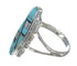 Southwestern Jet And Turquoise Inlay Silver Jewelry Ring Size 4-1/4 AX82436