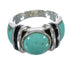Sterling Silver Southwestern Turquoise And Jet Inlay Ring Size 7-1/4 AX82549