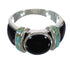 Genuine Sterling Silver Turquoise And Jet Southwestern Ring Size 6-1/4 AX82630