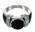 Turquoise And Jet Inlay Silver Southwestern Ring Size 6-1/4 AX82656