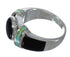 Silver Turquoise And Jet Inlay Southwestern Ring Size 5-1/4 AX82644