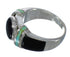 Turquoise And Jet Inlay Silver Southwestern Ring Size 6-1/4 AX82656