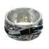 Jet And Opal Authentic Sterling Silver Water Wave Ring Size 5-1/4 AX82693