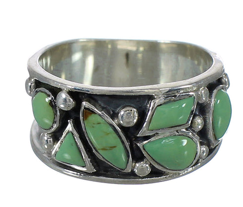 Genuine Sterling Silver Southwestern Turquoise Ring Size 7-3/4 AX92753