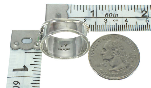 Genuine Sterling Silver Southwest Turquoise Ring Size 7-1/2 AX92754