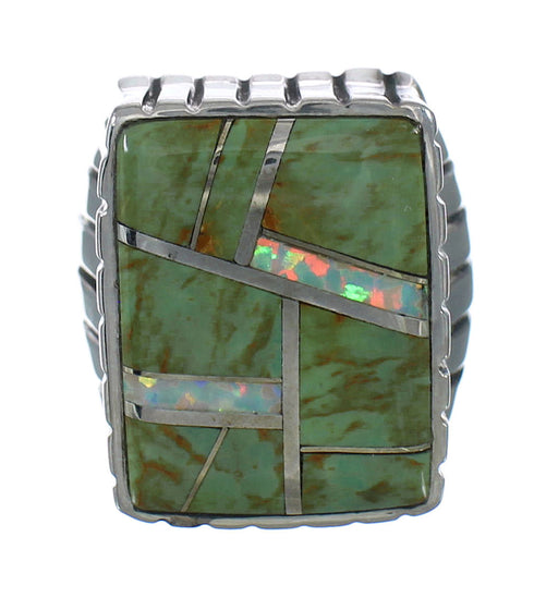 Turquoise Opal And Geuine Sterling Silver Southwest Ring Size 8-1/2 YX82328