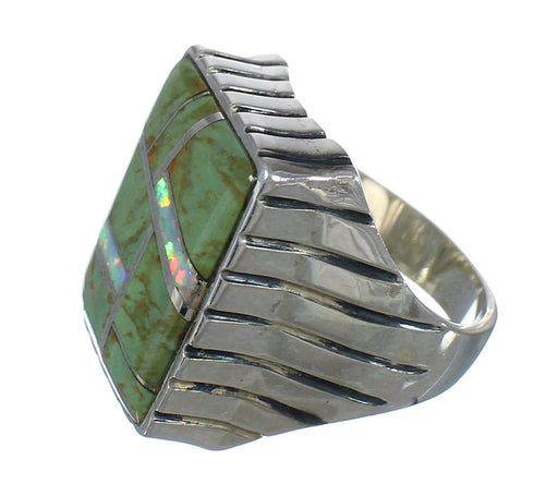 Turquoise Opal And Geuine Sterling Silver Southwest Ring Size 8-1/2 YX82328