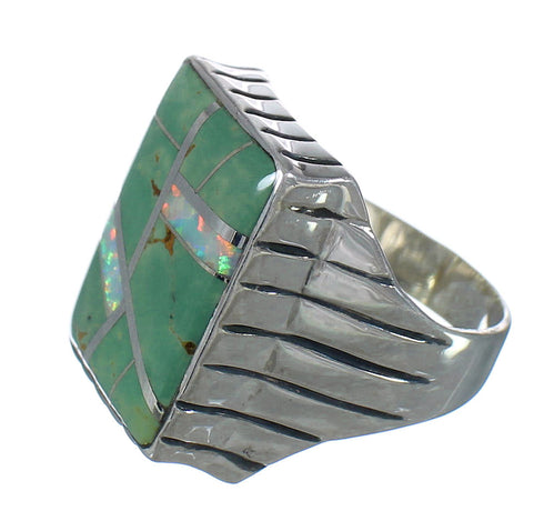 Opal Turquoise Sterling Silver Southwest Ring Size 8-1/2 YX82474