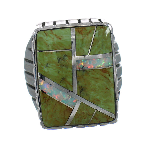 Silver Turquoise Opal Southwest Ring Size 9 YX82516