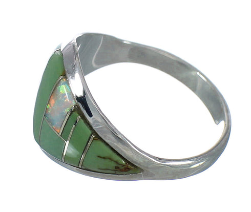 Genuine Sterling Silver Turquoise Opal Southwest Ring Size 7-3/4 YX82566