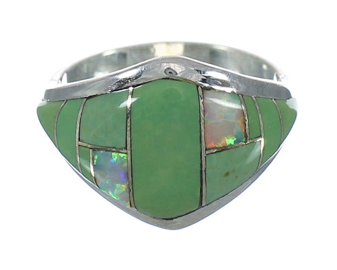 Sterling Silver Opal Turquosie Southwestern Ring Size 5 YX82612