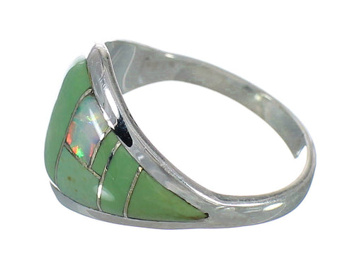 Sterling Silver Opal Turquosie Southwestern Ring Size 5 YX82612