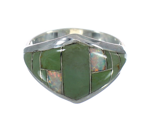 Genuine Sterling Silver Opal And Turquosie Southwestern Ring Size 7-3/4 YX82649