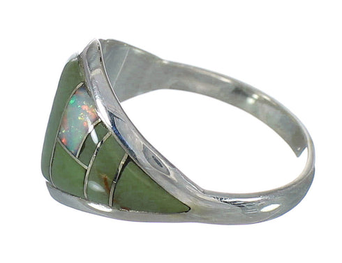 Genuine Sterling Silver Opal And Turquosie Southwest Ring Size 7-1/2 YX82643