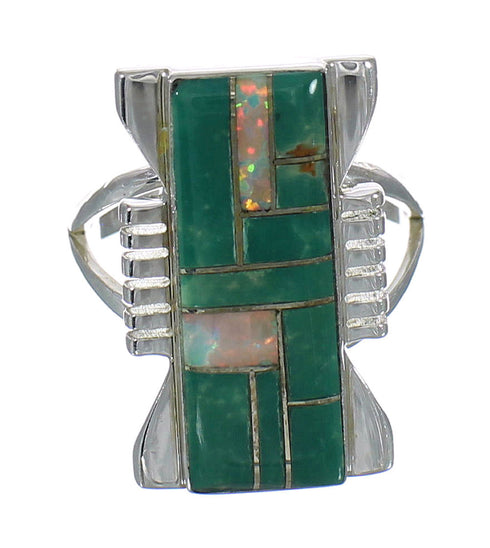 Southwest Silver Turquoise Opal Ring Size 6-1/2 YX82673