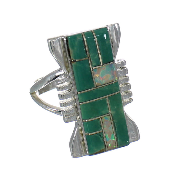 Southwest Genuine Sterling Silver Turquoise Opal Ring Size 4-1/2 YX82707