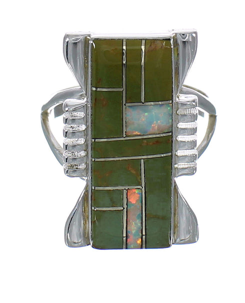 Southwest Sterling Silver Opal Turquoise Ring Size 6-1/4 YX82747