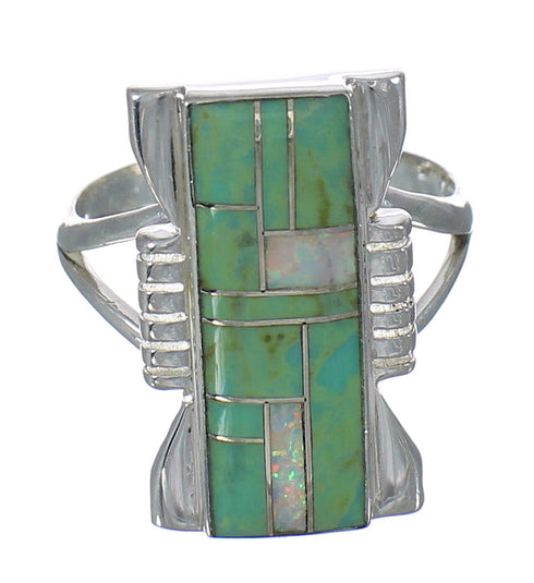 Southwest Authentic Sterling Silver Opal Turquoise Ring Size 6-1/4 YX82761