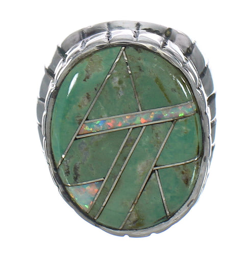 Southwestern Turquoise Opal Genuine Sterling Silver Ring Size 8-1/2 YX82810