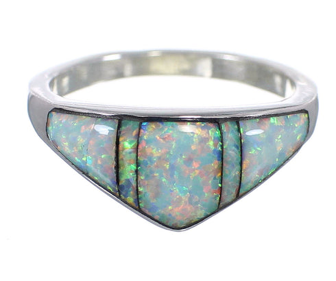 Genuine Sterling Silver And Opal Ring Size 7-1/2 EX50558