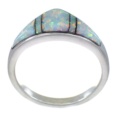 Opal Inlay Southwestern Silver Ring Size 5-3/4 EX50566