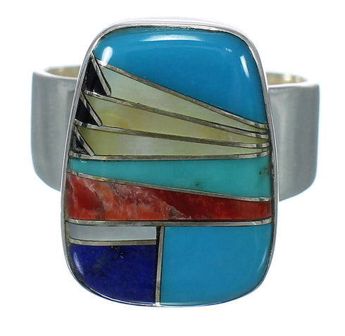 Multicolor And Silver Southwestern Ring Size 8-3/4 YX74929
