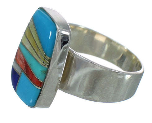 Multicolor And Sterling Silver Southwest Ring Size 5-3/4 YX74933