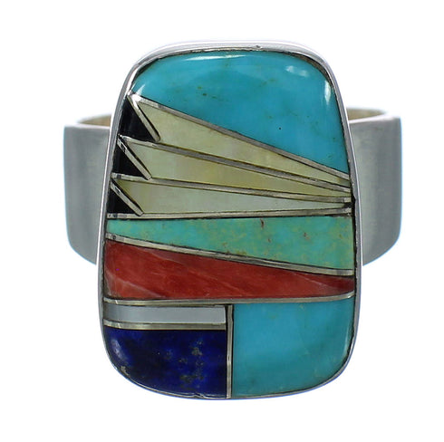 Multicolor And Sterling Silver Southwestern Ring Size 4-3/4 YX74935