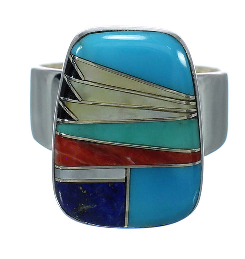 Sterling Silver And Multicolor Southwest Ring Size 7-1/2 YX74950