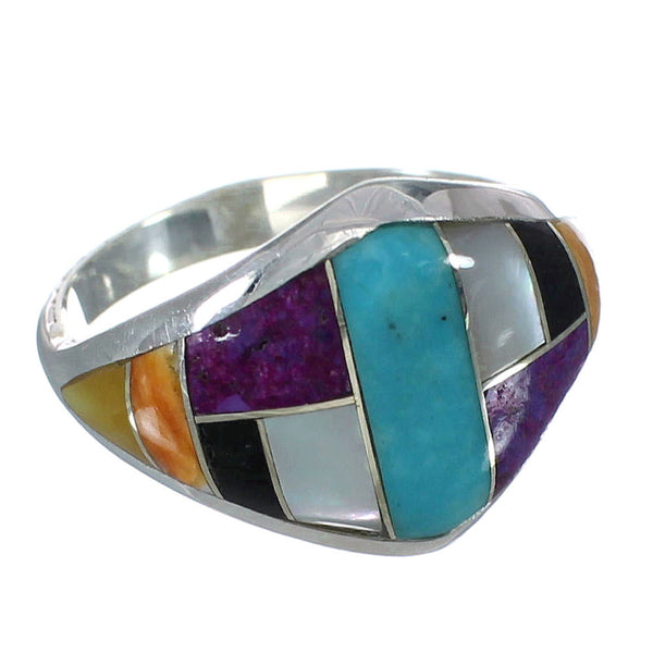 Sterling Silver Southwestern Multicolor Ring Size 7-1/4 YX74986