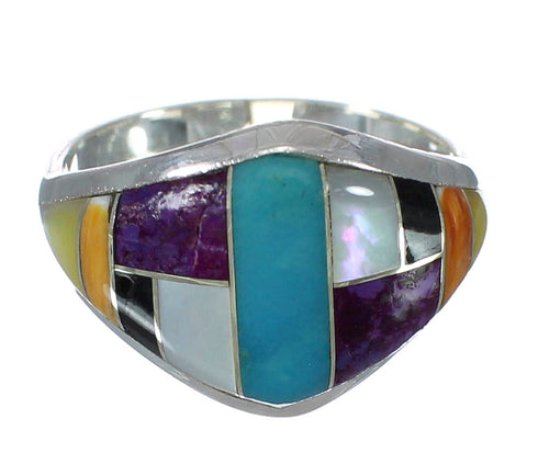 Multicolor Southwest Authentic Sterling Silver Ring Size 7-3/4 YX75002