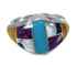 Sterling Silver Multicolor Inlay Ring Size 8-1/4 YX75005
