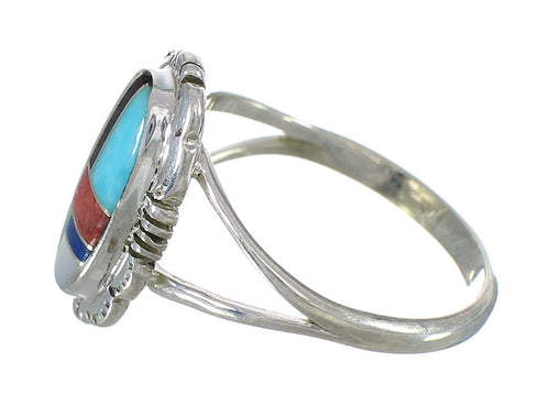 Silver Mutlicolor Inlay Southwestern Ring Size 7-1/2 YX75021