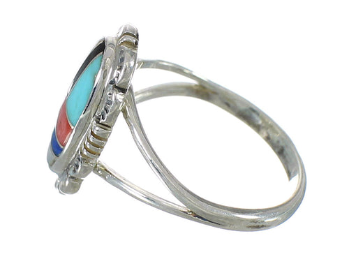 Multicolor Inlay Silver Southwestern Ring Size 7-1/2 YX75029