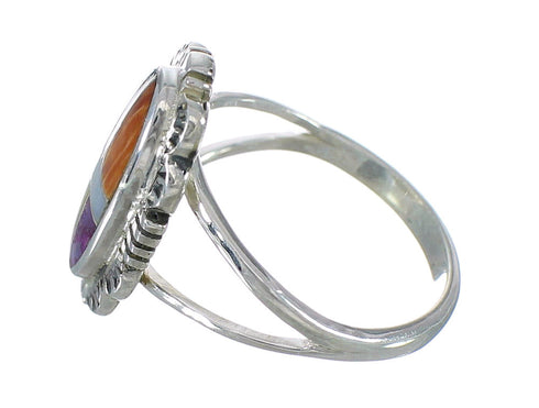 Genuine Sterling Silver And Multicolor Southwest Ring Size 7-1/4 YX75052