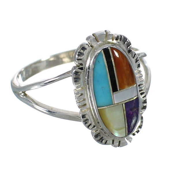 Authentic Sterling Silver And Multicolor Jewelry Ring Size 5-1/2 YX75061